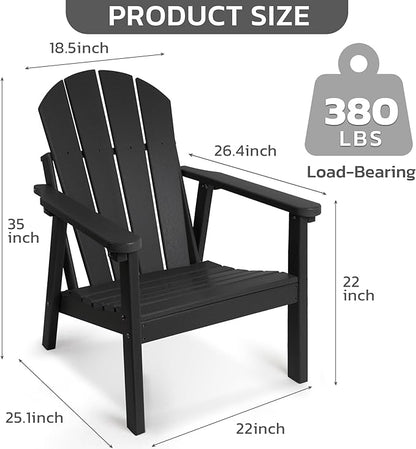 Adirondack Chair Set of 2, HDPE All Weather Adirondack Chairs, Fire Pit Chairs, Patio Chairs, Lawn Chairs. Perfect for Porch, Patio, Poolside, Deck.