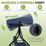 MUPATER 3-Seat Patio Porch Swing Chair, 2-in-1 Outdoor Canopy Swing Glider with Stand and Cushion for Patio, Poolside - Photo 6