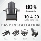 Adirondack Rocking Chair Set of 2, Weather-Resistant and Durable - Photo 5
