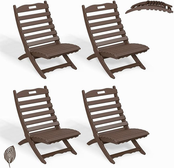 GREENVINES Folding-Xavier-Chairs Set of 4 | Wave | Portable Adirondack-Chair | HDPE Plastic | All Weather Fire-Pit Chair - Photo 1