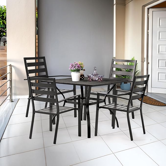 VINGLI 5-Piece Outdoor Dining Set, Metal Patio Dining Set for 4 - Photo 7