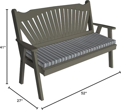 Furniture Barn USA Pine 4' Fanback Garden Bench, Olive Gray