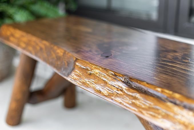 SRL Rustic Logwerks Indoor Bench — Pine & Cedar Wood Bench — Front Porch Decor — Live Edge Small Bench for Entryway - Photo 5
