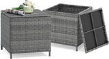 Verano Garden Outdoor Wicker Side Table Set of 2, Small Storage Rattan Wicker End Table - Photo 1