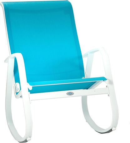 Kozyard Outdoor Patio Rocking Sling Chair, Powder Coated Aluminum Frame, Weather Resistant and Breathable Mesh Fabric for Patio, Porch, Yard, Garden (Blue, Chair)