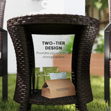 Outsunny 18" Outdoor Wicker Coffee Table, 2-Tier Patio Side Table with Storage - Photo 6