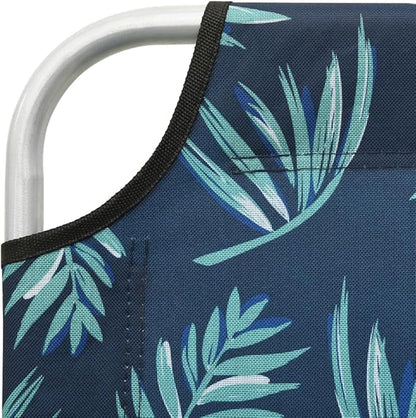 Folding Sun Lounger 74.4"x22.8", Polyester, 264.6 lbs, Steel Frame, Leaves Print, No-Assembly, Beach/Patio/Garden/Camping
