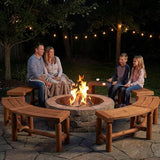 Outdoor Wooden Curved Backless Porch Bench Rustic Style Cedar/Fir Wood Log Fire Pit Bench for Patio Garden Deck and - Photo 3