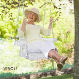 VINGLI Heavy Duty 440 LBS 1-Person Wooden Patio Porch Swing with Deeper Seat & Higher Backrest & Extra Cup Holder for - Photo 6