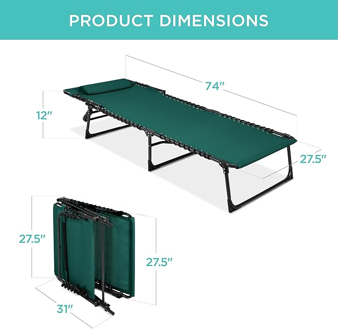 Best Choice Products Patio Chaise Lounge Chair, Portable Outdoor Folding Recliner for Lawn, w/ 8 Positions, Handles - Photo 7