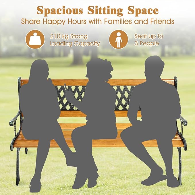 S AFSTAR Garden Bench, Pine Park Bench Porch Bench with Diamond Weaving Backrest, 470 LBS Bearing Capacity - Photo 4