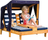 KidKraft Wooden Outdoor Double Chaise Lounge with Cup Holders, Kid's Patio Furniture - Photo 1