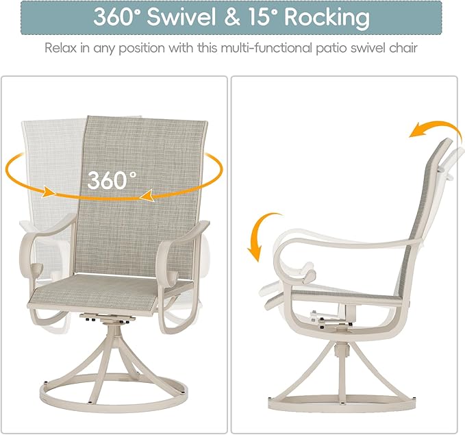 Patio Swivel Chairs Set of 6, Outdoor Dining Chairs with High Back - Photo 4