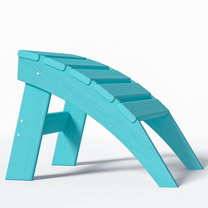 Plawdlik Folding Ottoman for Adirondack Chair–HDPE All-Weather Footrest for Outdoor Use, Garden & Poolside– Anti-Cracking, Fade-Resistant, Easy Assembly–Aruba