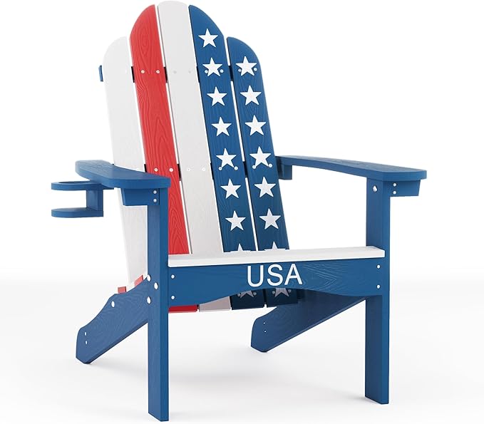 LUE BONA HDPS Adirondack Chairs Set of 2, Fire Pit Outdoor Chair Weather Resistant with Cup Holder - Photo 9
