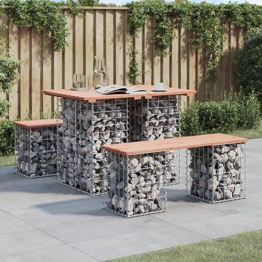 Garden Bench with Gabion Design Solid Douglas Fir Wood and Galvanized Steel for Patio Seating for Two Heavy Weight Capacity 242.5 lbs Durable Outdoor Furniture Rustic Style