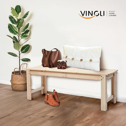 VINGLI Outdoor Wood Bench, 48" Outdoor Bench Patio Wooden Bench Garden Bench Outdoor Backless Bench for Deck Patio (Natural)