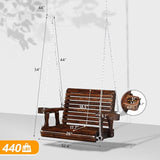 VINGLI Heavy Duty 440 LBS 1-Person Wooden Patio Porch Swing with Deeper Seat & Higher Backrest & Extra Cup Holder for - Photo 4