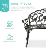 Best Choice Products Outdoor Bench Steel Garden Patio Porch Loveseat Furniture for Lawn, Park - Photo 4