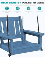 SERWALL HDPE Single Porch Swing Set of 2, Heavy Duty Single Person Swing Chair with 2 Polypropylene Hanging Ropes - Photo 9