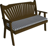 Furniture Barn USA Pine 5' Fanback Garden Bench, Coffee - Photo 1