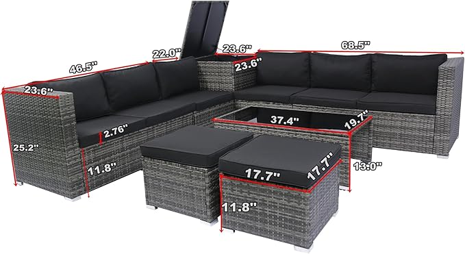 Quarte 8 Piece Patio Wicker Sectional Sofa Set - Photo 3