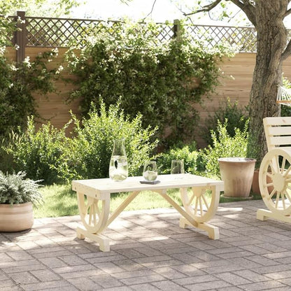 Patio Coffee Table 35.4"x19.7"x15.7" Solid Wood Fir,Solid Fir Wood Garden Coffee Table with Wagon Wheel Design for Outdoor, Patio, and Backyard Patio & Garden Tables