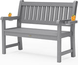 YEFU Outdoor Bench for Patio Waterproof: Heavy Duty 2-Person Garden Bench with 2 Cup Holders & Oversized Seating - HIPS - Photo 1