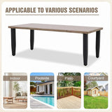 Modern Outdoor Coffee Table for Patio with Wood Grain Top, Stylish Patio Rectangle Table for Deck, Porch, Deck - Photo 6