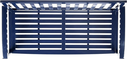 Christopher Knight Home Loja Outdoor Acacia Wood Bench, Pu Navy Blue