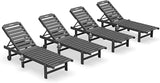 SERWALL Outdoor Chaise Lounge Set of 4, Patio Lounge Chairs with 5 Positions Adjustable Reclining Backrest - Photo 3