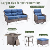 Luxury Patio Furniture Set with 6-inch Thick Cushion, Outdoor Furniture with Fire Pit Table, Swivel Chairs, Sofa - Photo 5