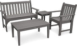Polywood Vineyard 4-Piece Bench Seating Set (Slate Grey)