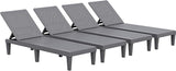 JUMMICO Patio Chaise Lounge Chair Set of 4 Outdoor PE Waterproof Adjustable Easy Assembly Lounge Chairs for Outside - Photo 1