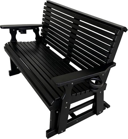 HDPE Patio Glider, Poly Lumber Weather-Resistant Outdoor Glider Bench, for Patio, Porch, Yard (Carbon Black, 2-Seater)