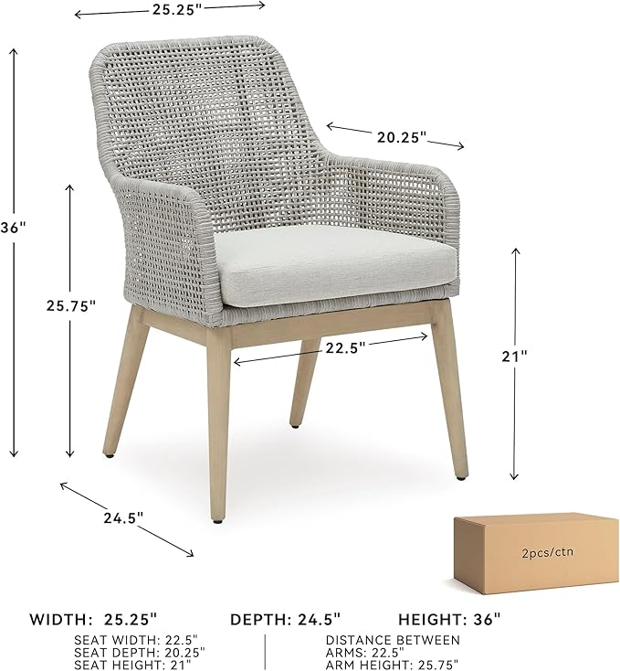 Signature Design by Ashley Seton Creek Cottage Nuvella Weather Resistant Fabric Outdoor Dining Arm Chair with Cushion - Photo 3