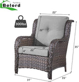 Belord High Back Patio Chairs Set of 2 - Brown Wicker Chairs Outdoor Seating - Photo 6