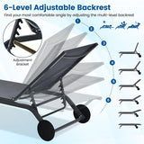 COSTWAY 2 PCS Outdoor Patio Chaise Lounge, 6-Position Adjustable Pool Lounger with Stable Aluminum Frame - Photo 4
