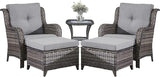 Belord Outdoor Wicker Furniture 5 Pieces Patio Furniture Set Patio Chairs with Ottomans and Side Table Conversation Set - Photo 2