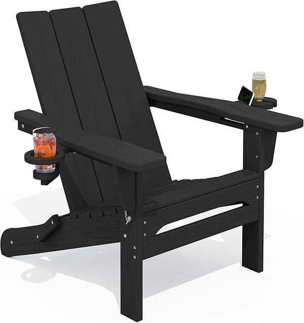 SERWALL Adirondack Chair with Dual Cup Holders, Folding Modern Adirondack Chair - Photo 1