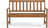 Greemotion Borkum 4-Feet Eucalyptus Solid Wood Outdoor Bench, Garden Chair for Patio Backyard Porch, Natural - Photo 4