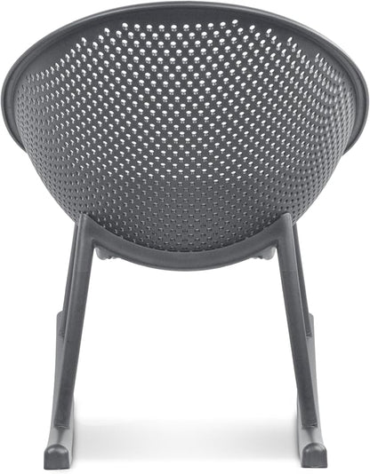 2xhome Patio Rocking Chair | Oval Egg Shaped Lounge Rocker | All Weather Plastic | Modern Accent Side Chair for Indoor or Outdoor Use, Gray, Single, Set of 1
