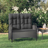 Garden Bench Deck Bench Reclining Patio Bench with Cushions 42.1" Poly Rattan Black - Photo 1