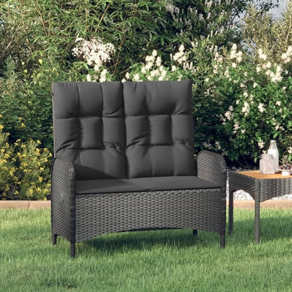 Garden Bench Deck Bench Reclining Patio Bench with Cushions 42.1" Poly Rattan Black