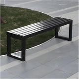 Outdoor Metal Backless Bench, Colorful Garden Bench Slatted Seat, All-Weather Outdoor Park Benches for Backyard, Porch - Photo 1