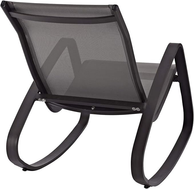 Modway Traveler Outdoor Patio Aluminum Mesh Rocking Sling Lawn Chair Glider in Black Black - Photo 4