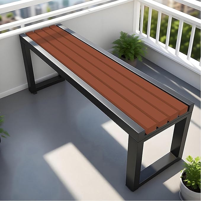 Garden Bench Wood Outdoor Benches All-Weather 2-Person Park Bench Patio Benches with Slatted Seat & Metal Legs, 3.3ft 3.9ft 4.9ft 5.9ft Backless Seat for Porch Lawn Yard(Coffee Black,5.9ft)