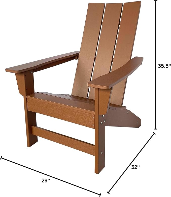 Shine Company Coastal Modern All-Weather Adirondack Chair, Brown