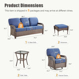 7 Pieces Outdoor Furniture Set Swivel Chairs, All Weather Wicker 3 Seater Sofa with Ottomans Rattan Side Table - Photo 2