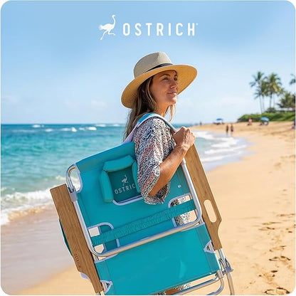 Ostrich the Deluxe 3N1 Lightweight Lawn Beach Reclining Lounge Chair with Footrest, Outdoor Furniture for Patio, Balcony, Backyard, or Porch, Aqua